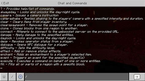 command block list bedrock