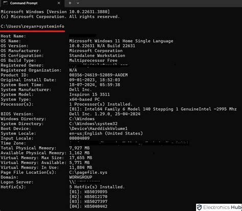 command prompt for computer specs