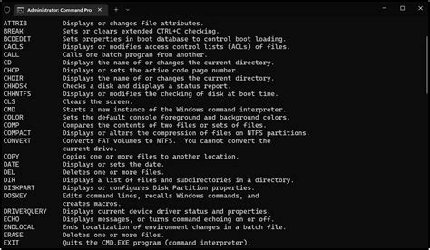 command prompt windows 11 commands list