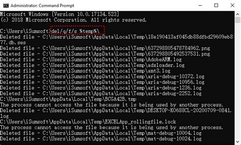command to delete temp files