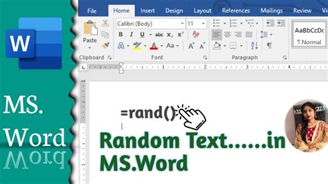 command to generate random text in word