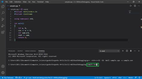 command to run c program in vs code terminal
