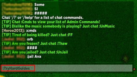 commands in free admin roblox