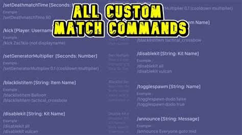 commands in roblox bedwars custom match