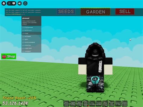 commands in roblox grow a garden