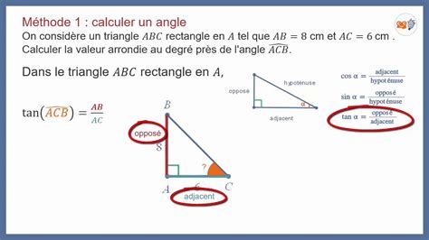 comment calculer angle dans un triangle rectangle