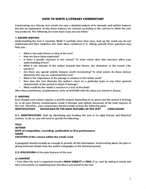 commentary writing examples