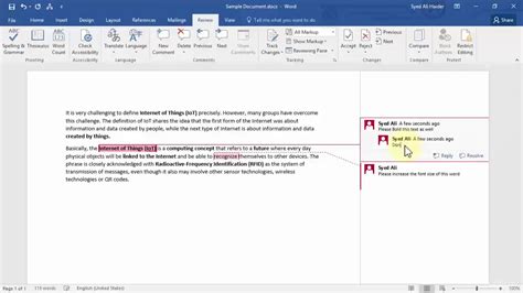 comments Microsoft Word