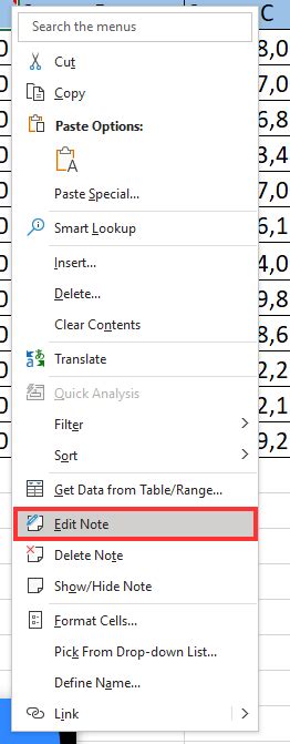 comments in excel far away from cell