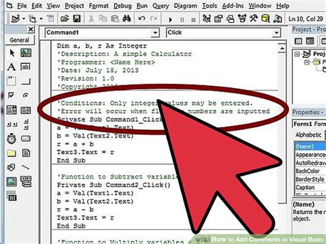 comments in visual basic code