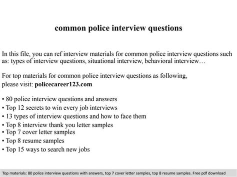 common police interview questions and answers