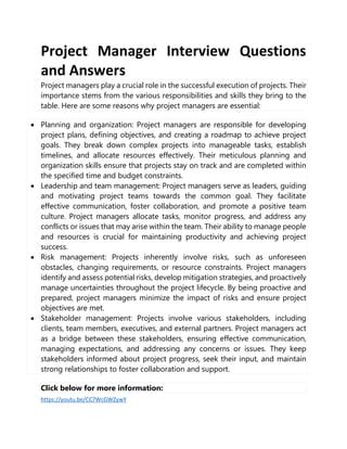 common questions for project manager interview