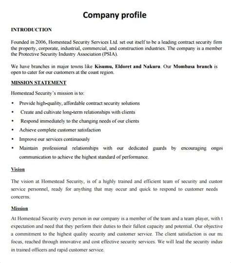 company profile introduction example