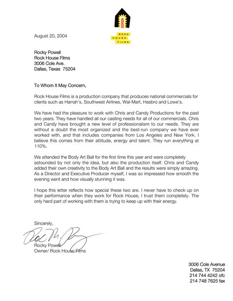 company reference letter example