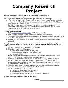company research project examples