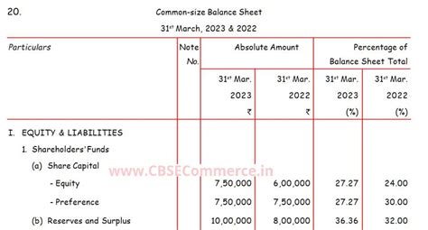 comparative and common size statement solutions