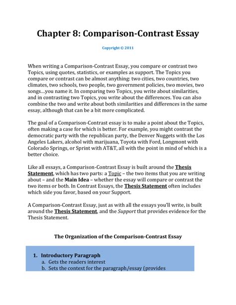 comparative thesis statement examples