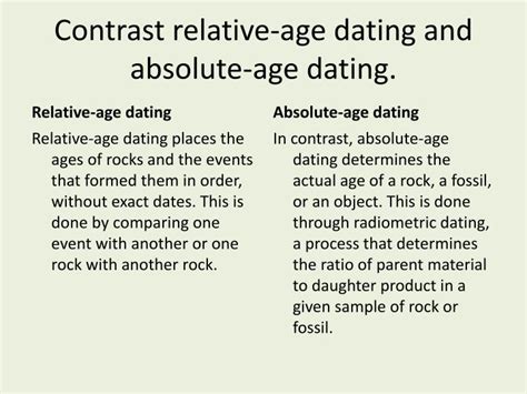 compare and contrast absolute and relative age dating techniques