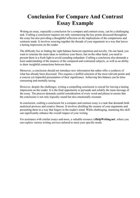 compare and contrast essay conclusion examples