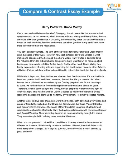 compare and contrast essay example