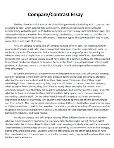 compare and contrast essay opening paragraph examples