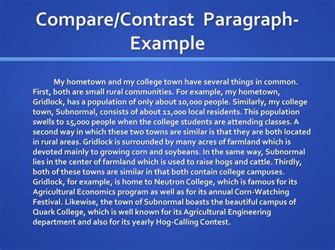 compare and contrast paragraph examples for elementary