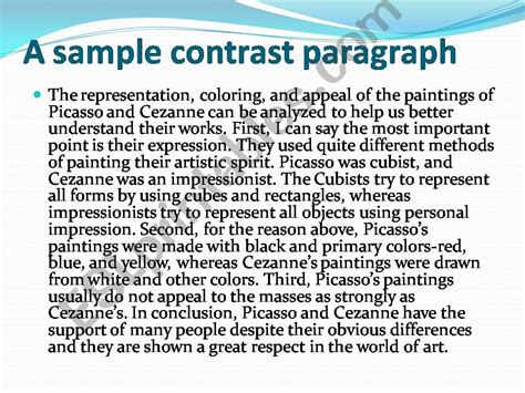compare and contrast paragraph examples for high school