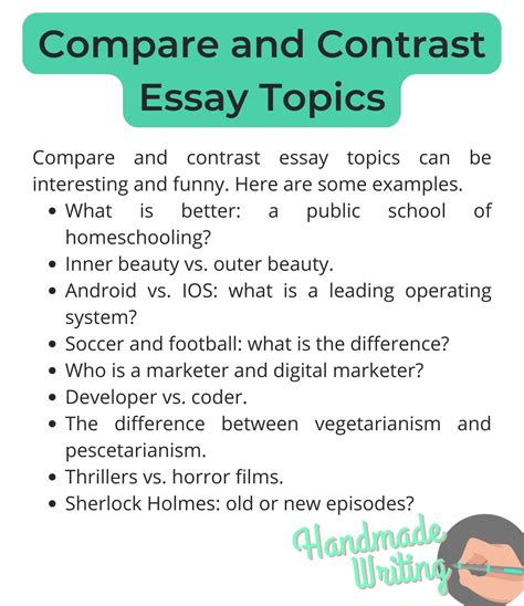 compare and contrast topics for college