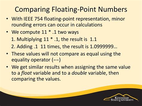 comparing floating point numbers