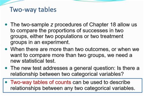 comparing two categorical variables quizlet
