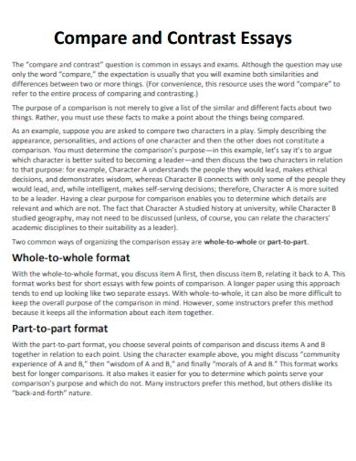 comparison and contrast speech examples