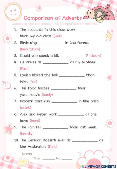 comparison of adverbs exercises with answers pdf class 8