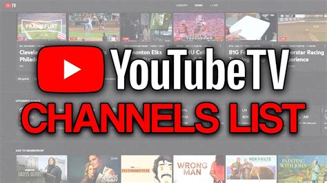 complete list of youtube tv channels