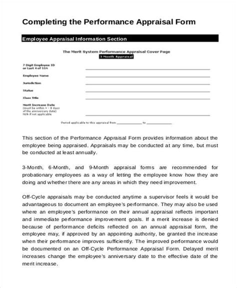 completed performance appraisal form examples