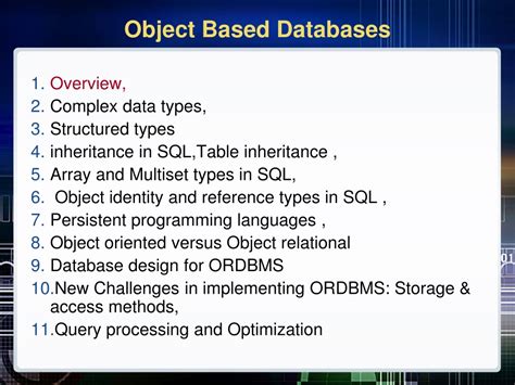 complex data types in object based database