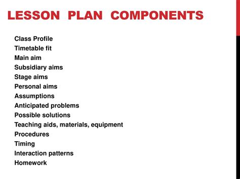 components of lesson plan
