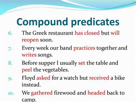 compound subject and compound predicate examples with answers