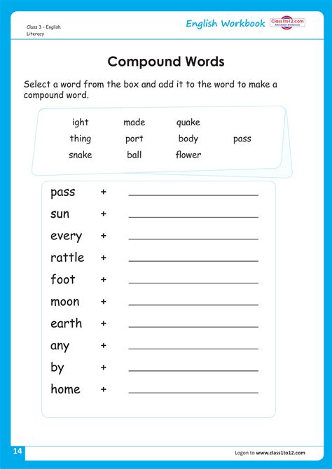 compound words list for grade 3