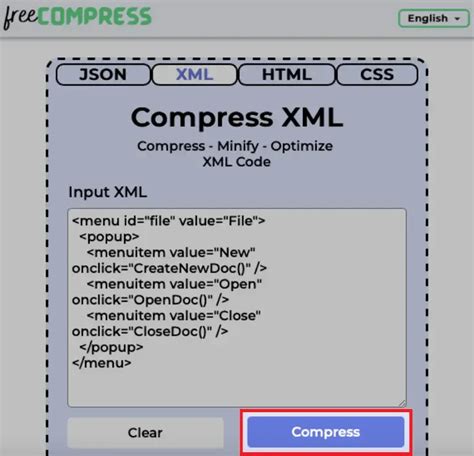 compress xml file size