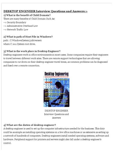 computer desktop engineer interview questions and answers