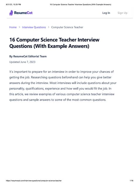 computer science lecturer interview questions and answers pdf