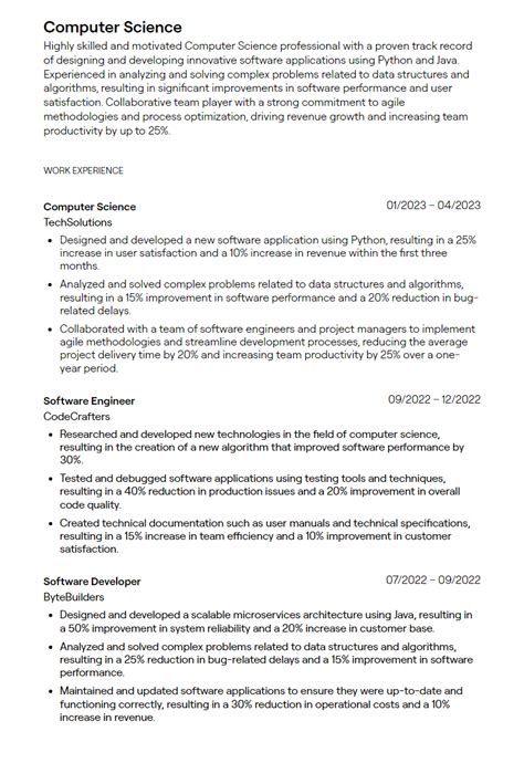 computer science skills in resume for freshers