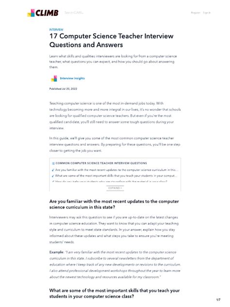 computer science teacher interview questions and answers