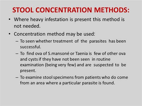 concentration techniques of stool
