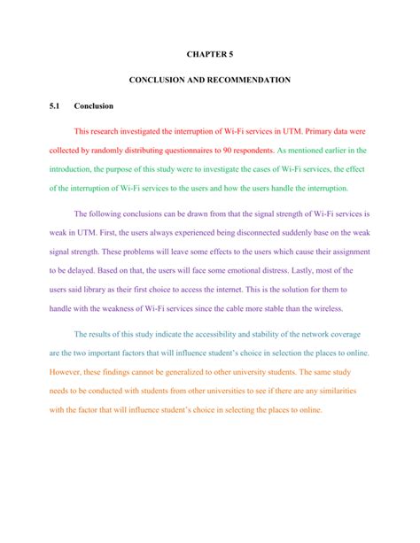 conclusion and recommendation example in research