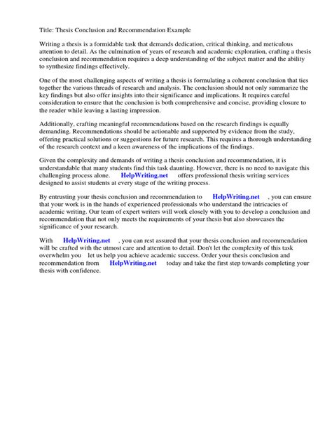 conclusion and recommendation example pdf
