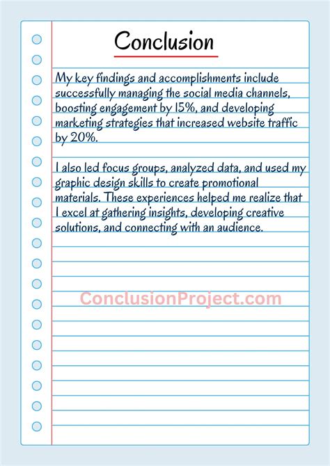 conclusion example for internship report