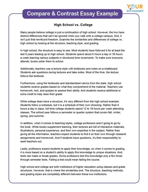 conclusion paragraph example for compare and contrast essay