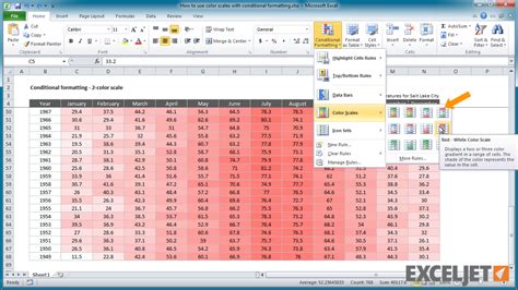 conditional formatting using color scales in excel