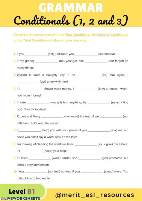 conditional sentences exercises for class 7